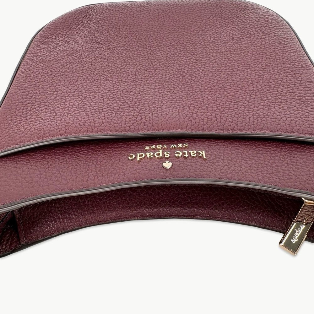 Kate Spade Leila North South Leather Crossbody OS Sherrywood Minimalist Classic - Picture 9 of 16